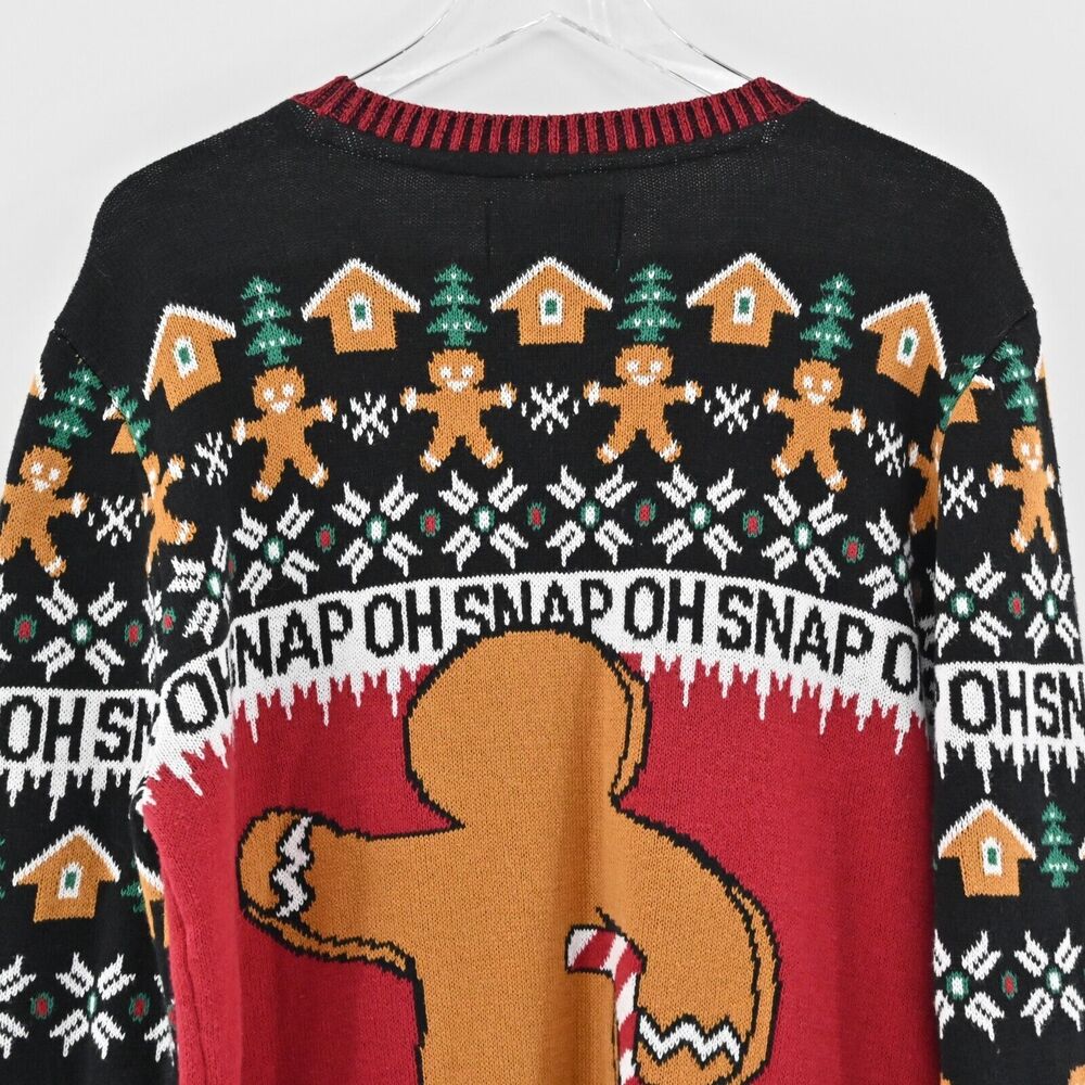 UGLY CHRIATMAS‎ SWEATER Mens Size XL Gingerbread Man Oh Snap Candy Cane Crutch - Picture 6 of 12